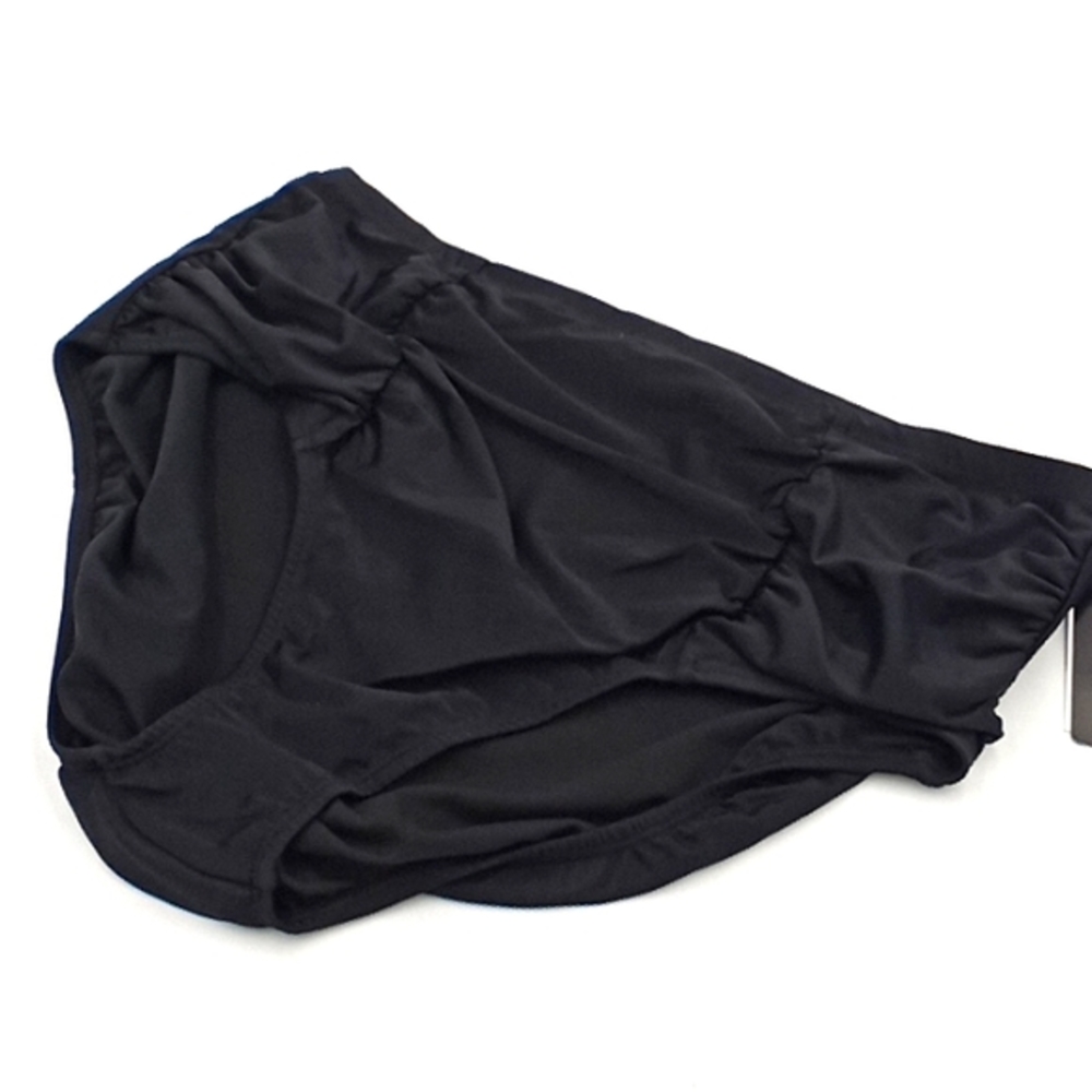 Island Escape South‎ Beach Ruched Hipster Bikini Bottom Black